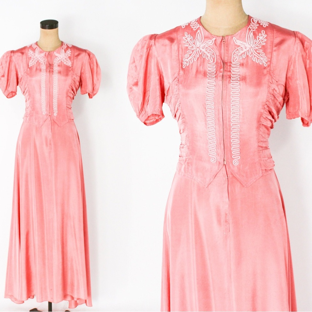 Rodarte style | 40s Pink Taffeta Dressing Gown | Medium